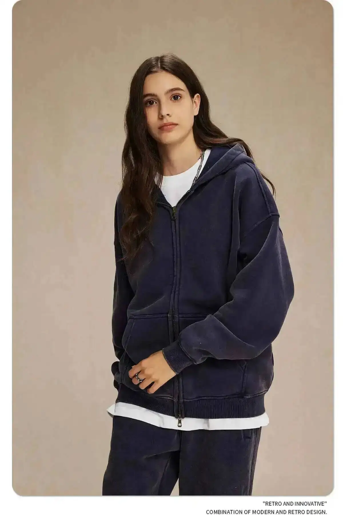 IEFB Men's Wear Wax Printing Vintage Male Hoodies Oversized Loose Zipper Water Washed Plush Sweatshirt Trendy New 9C9349 36 S343b2ae5f31b4dc395d7b16f5ac7e870E