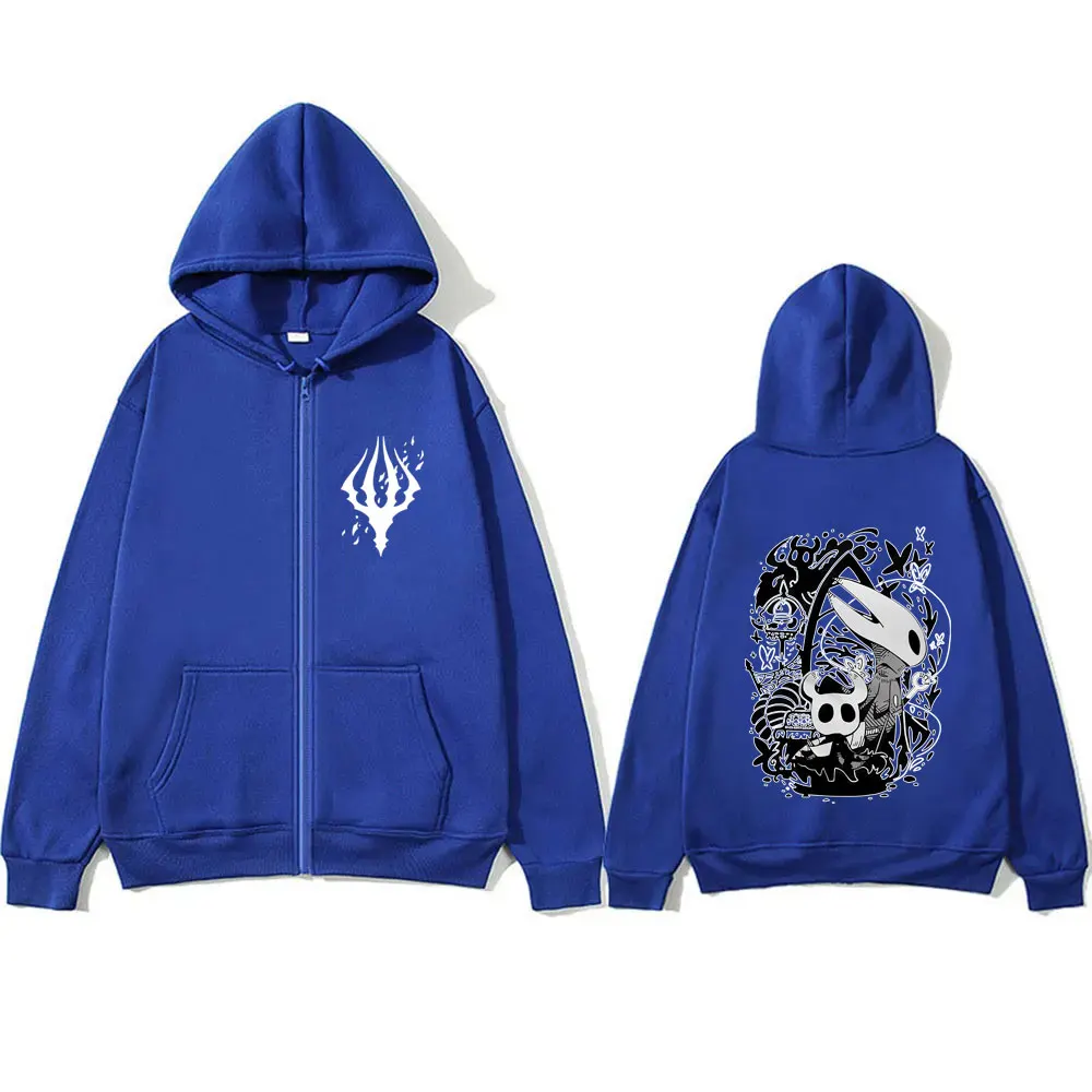 Spiel Hollow Knight Grafik Zipper Hoodie Männer Frauen Kleidung Baumwolle Casual Übergroßen Streetwear Männlichen Vintage Zip Up Jacke Mantel – Detail 4