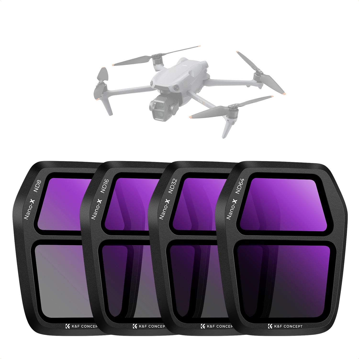 

K&F CONCEPT ND Filter Set for DJI Air 3S 4Pack ND8 ND16 ND32 ND64 Neutral Density Light Reduction Filters HD Optical Glass