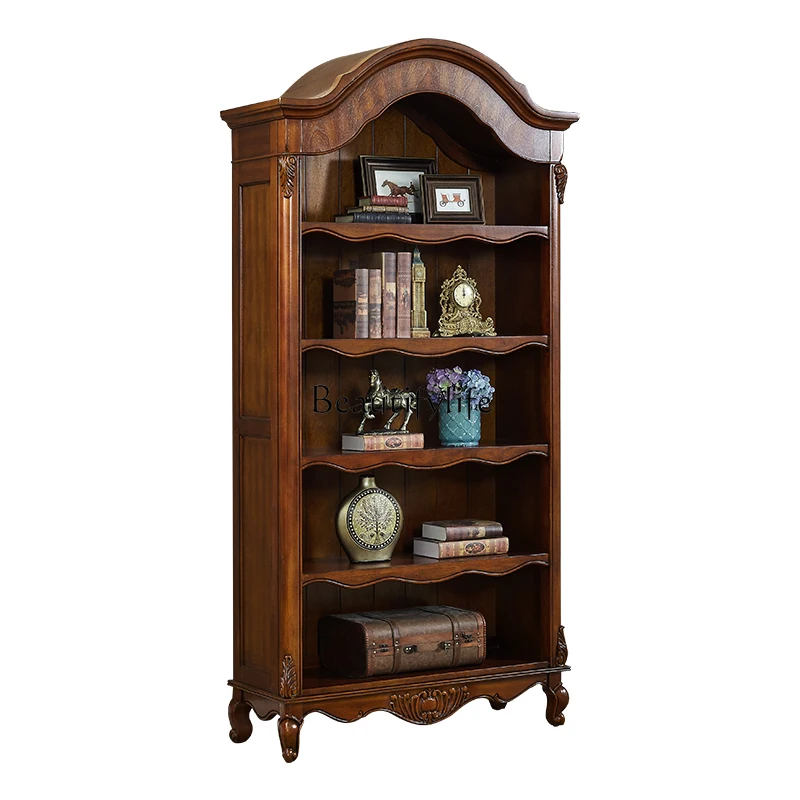 

American Country Solid Wood Bookcase Study Multi-Layer Antique Locker Simple Bookshelf