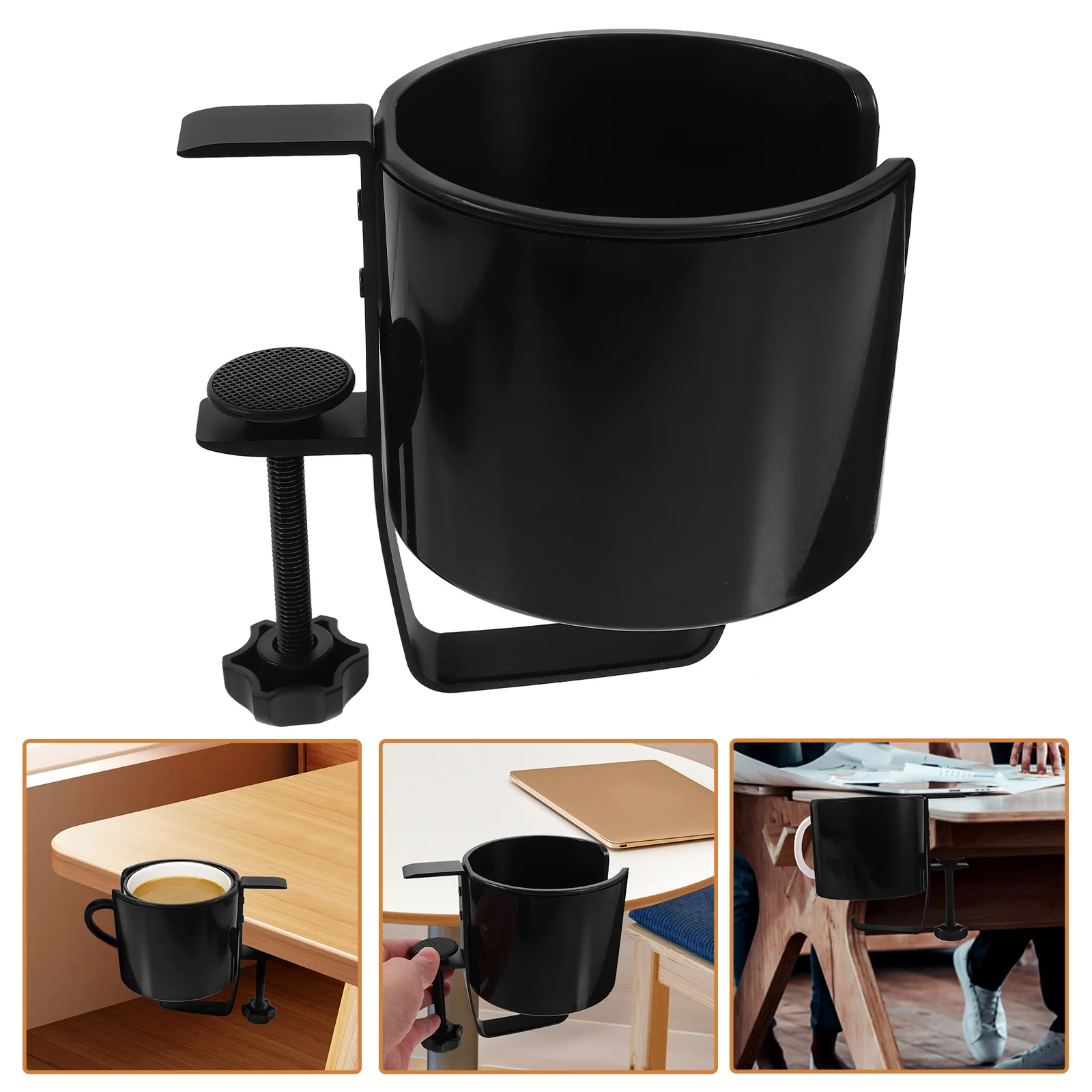 

Desktop Cup Holder Hook Clamp on Table Side Clip Stand Aluminum Alloy Black Desk Bottle Rack Gaming Accessories