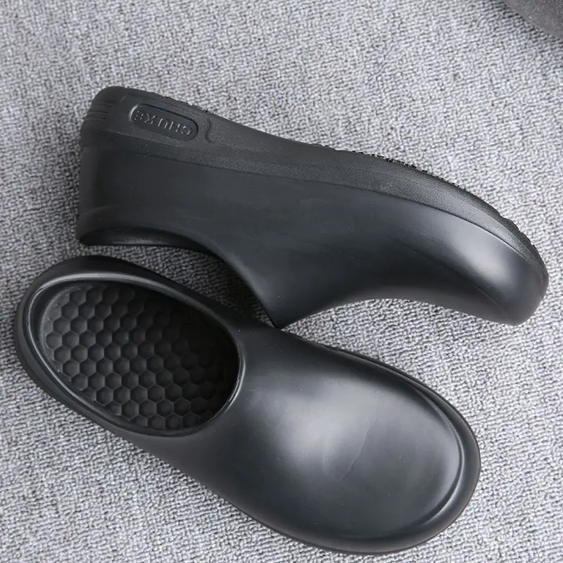 Non-Slip Chef Shoes for Both Men and Women - Lightweight and Comfortable Slip-On Wooden-Soled Shoes, Eva Upper + Waterproof/Non-Slip Rubber Sole - All-Weather Standing Work Shoes, Suitable for Kitchens, Hospitals, Restaurants, Beaches - Easy-To-Clean Non-Slip Kitchen Shoes, Specifically for Catering Service Staff view 2