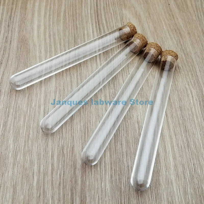 Tubo de ensayo de plástico transparente con sales de baño de corcho, botella de dulces de fiesta con fondo redondo, Vial de regalo de boda, 100