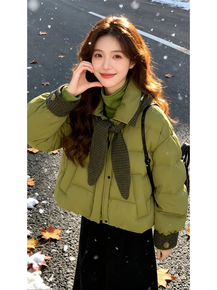 

Корейская женская куртка-пуховик с капюшоном с кроличьими ушками, пальто большого размера, зимняя хлопковая верхняя одежда, пальто