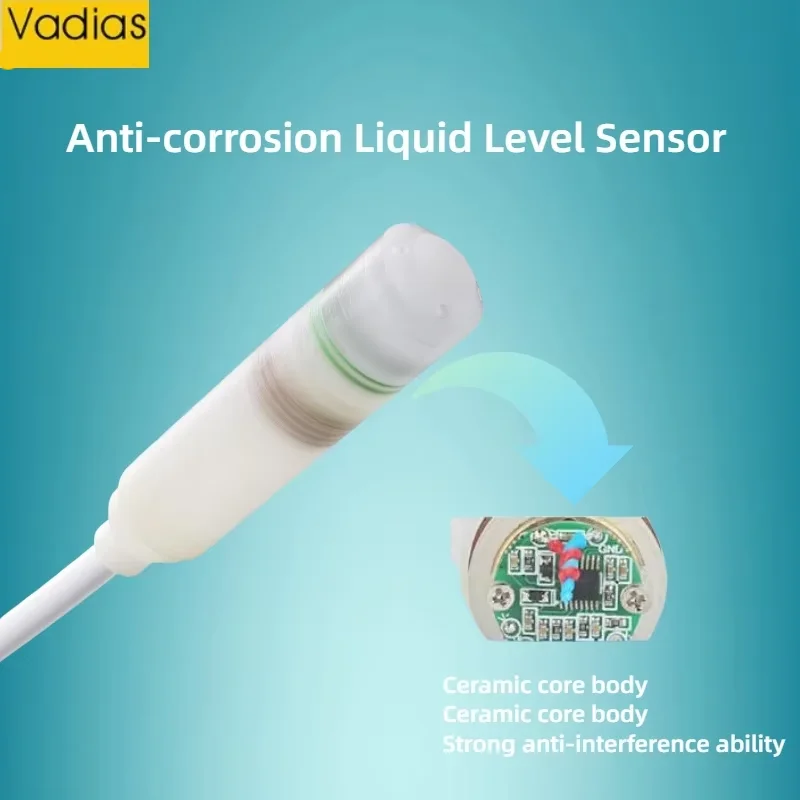 Corrosion-Proof Level Sensor Transducer Transmitter 0-5m to 4-20mA/0-10V PTFE Corrosion-Resistant Level Sensor Transmitter
