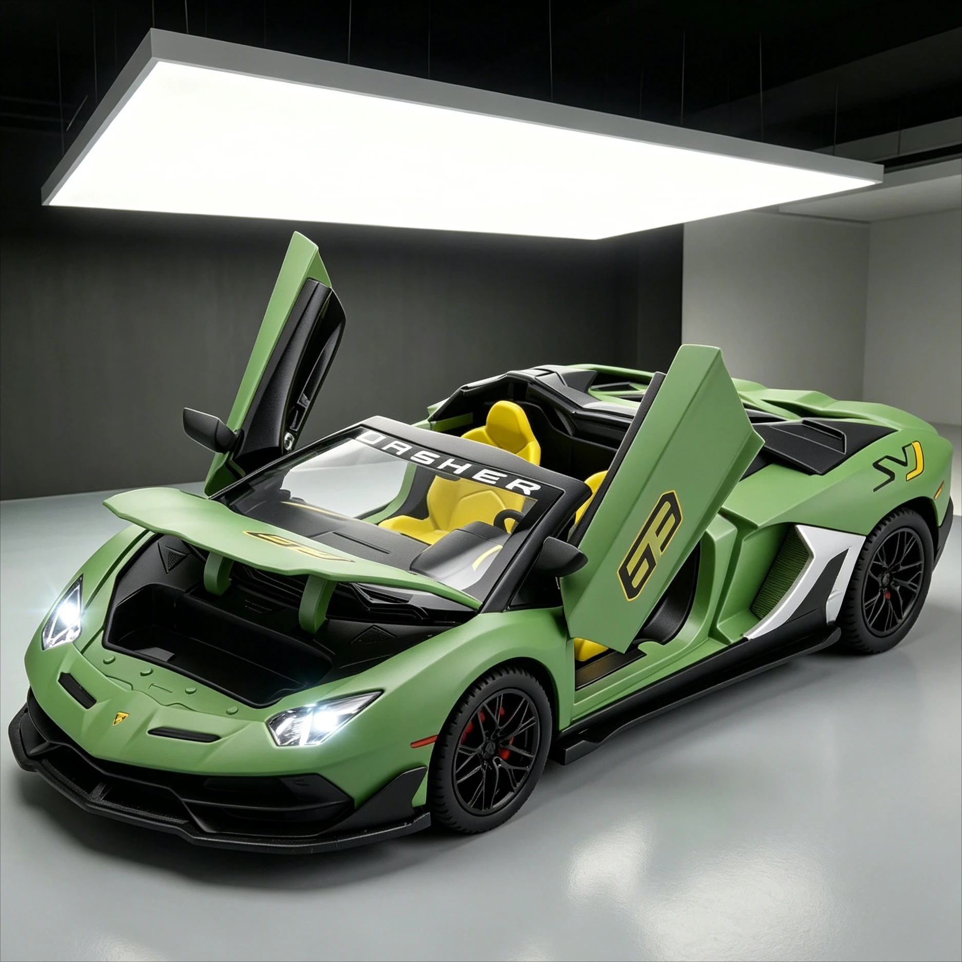 

1:24 Alloy Sports Car Model, Open Doors, Pull Back With Light & Sound, Realistic Simulation Toy Car for Collection