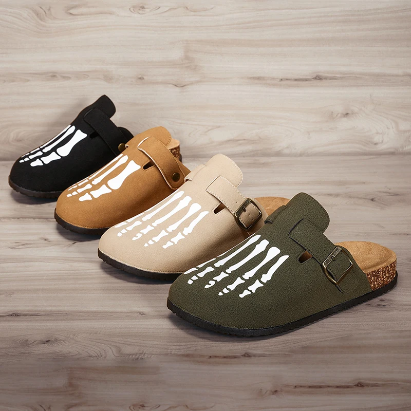 Neue modische Unisex-Hausschuhe mit runder Schnalle und halbgeschlossenem Design, attraktive und vielseitige Retro-Trend-Pantoffeln, einfach anzuziehen und auszuziehen, perfekt zum Ausgehen, modische Hausschuhe, bequeme Freizeitpantoffeln, für alle Jahreszeiten geeignet, Unisex-Stil – Detail 3