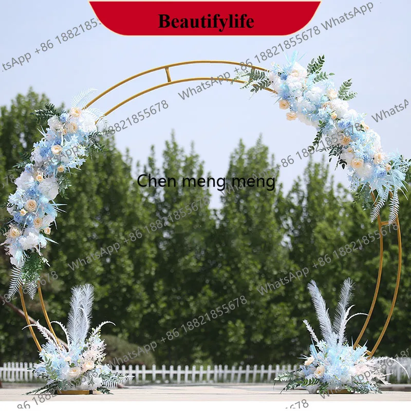 

z183 Outdoor Wedding Arch Iron Double Arches, Geometric Shelf, Artificial Flower Stand, Party Stage Backdrop Decor Arches,Frame