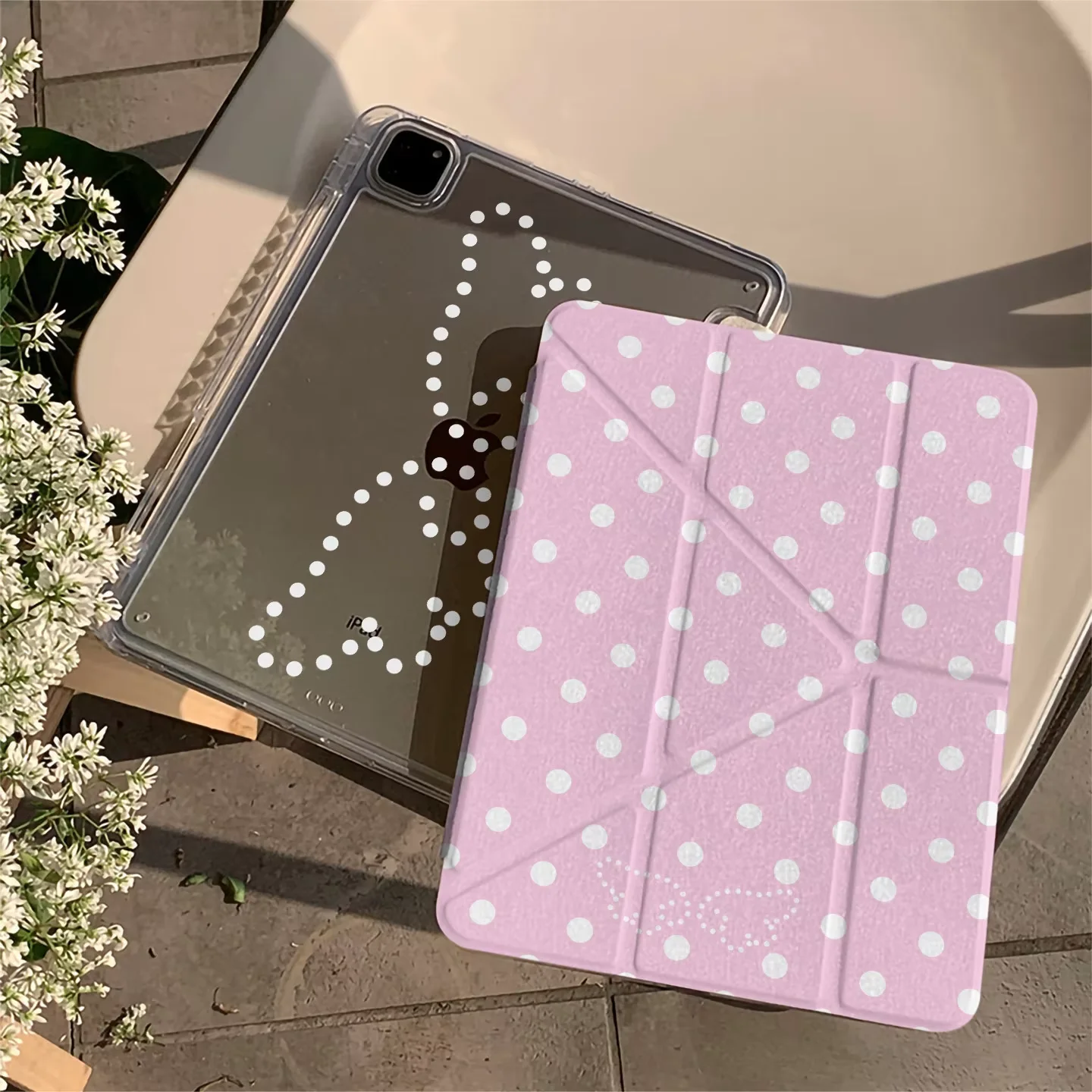 Pink Stars Polka Dots Angel Wings Creative Tablet Case For iPad Pro 13 11th A16 12.9