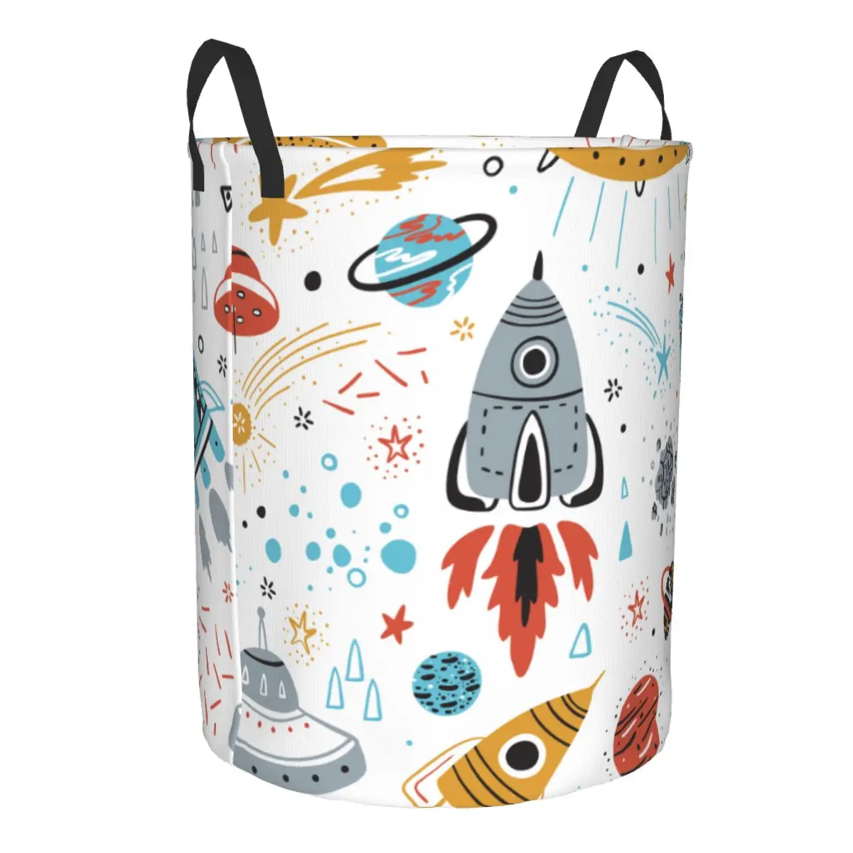 Laundry Basket Cartoon Rockets Planets Stars Comets UFO Cloth Folding Dirty Clothes Toys Storage Bucket Household Storage Basket