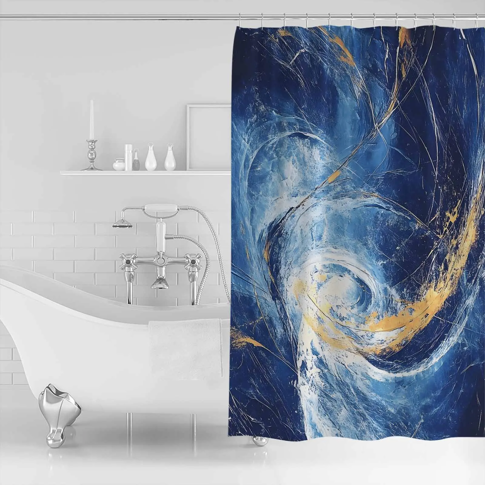

Абстрактная синяя тема для душа, водонепроницаемая полиэстеровая занавеска для ванны, украшение для дома, аксессуар для ванной комнаты, занавеска