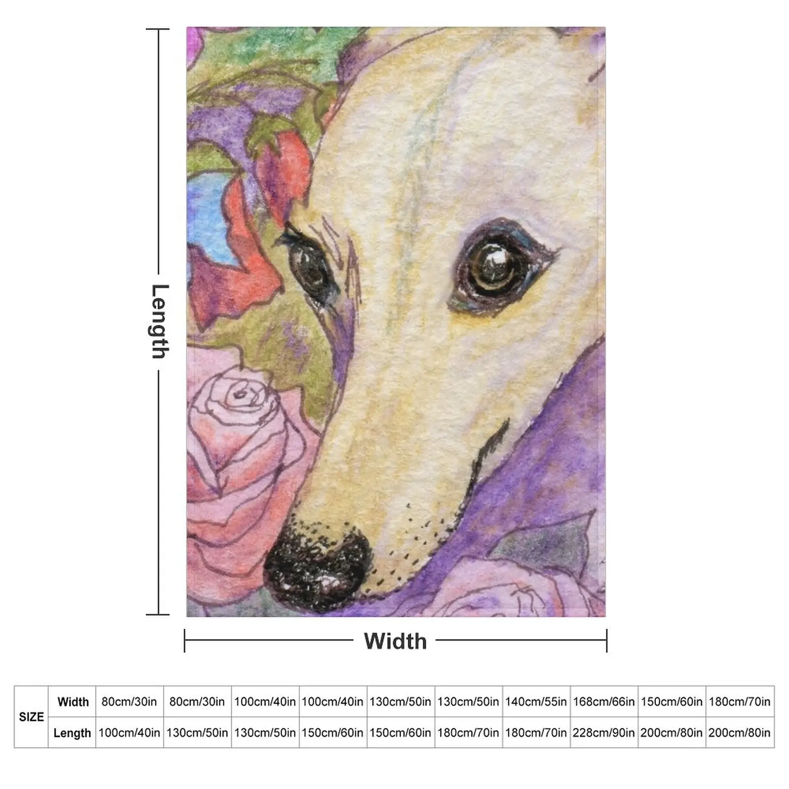 Shy flower whippet greyhound dog hiding in the garden Throw Blanket couch cozy soft plush fuzzy picnic outdoor blanket