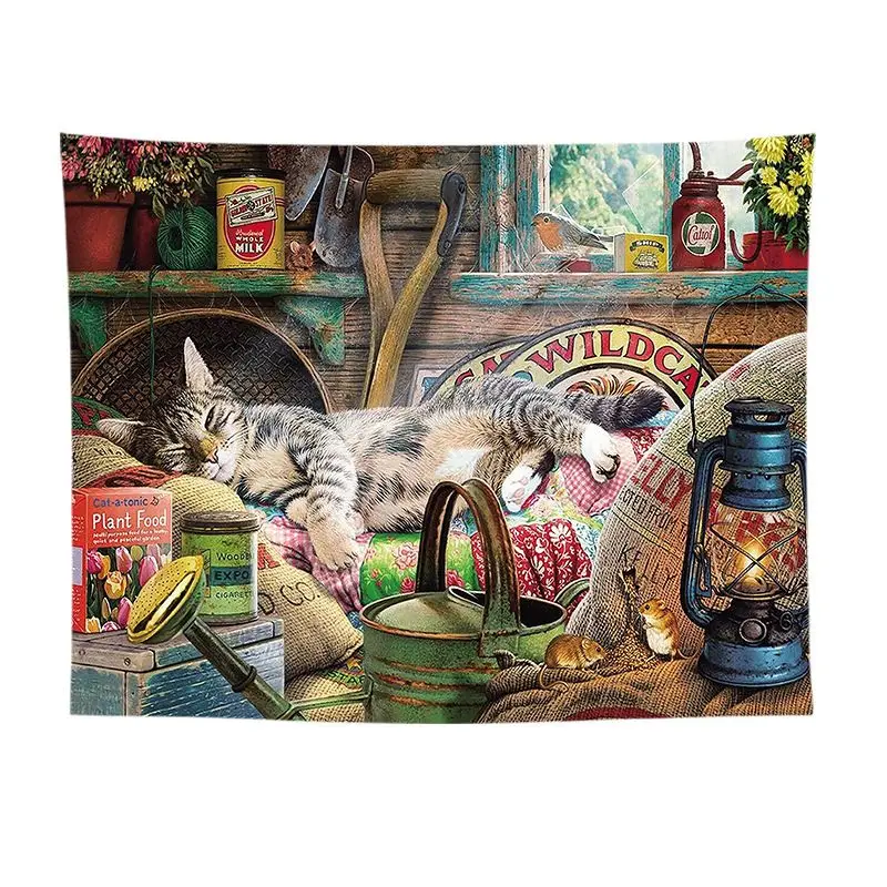 VIKAMA Japanese Izakaya Street View Tapestry, HD Wear-Resistant Fabric Wall Hanging for Urban Living Room Decor