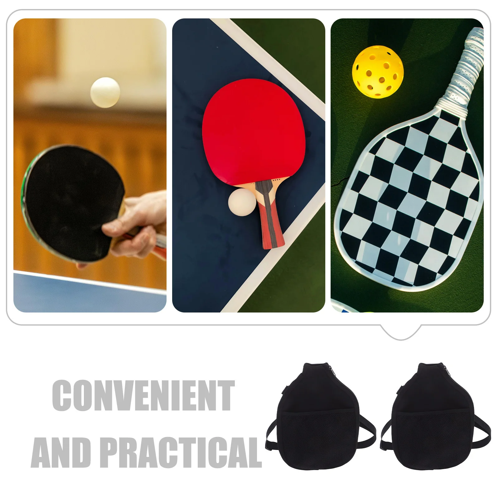 2 قطعة غطاء حماية مضرب مقاوم للماء النيوبرين مجداف حافظة شبكة تخزين جيب المحمولة تنس تنس الطاولة Pickleball #5