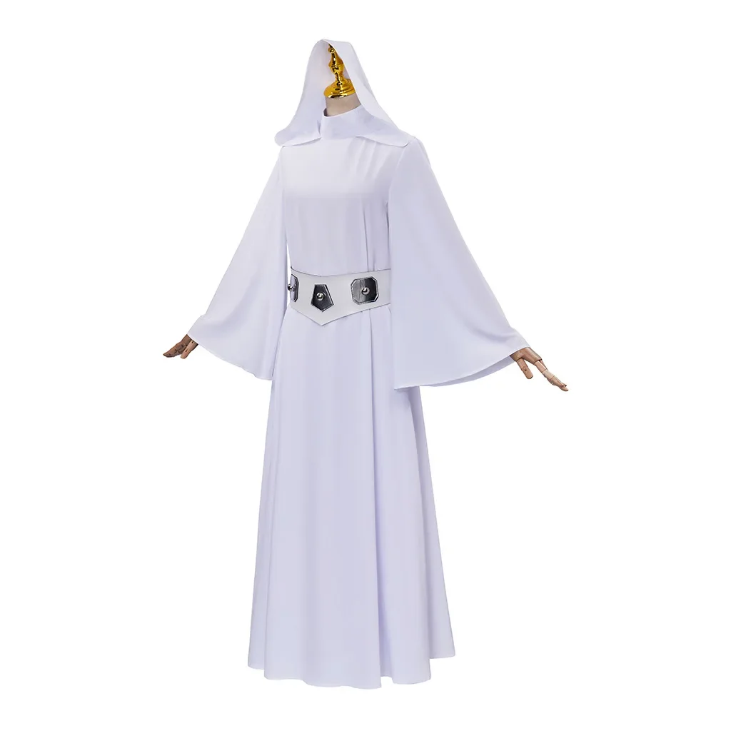 Principessa Leia Anime Costume Cosplay Abito lungo bianco Abito Halloween Stage Performance Outfit Travestimento Abbigliamento Disfraz Mujer