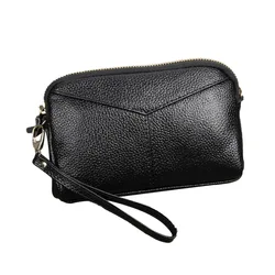 Women's Clutch Bag Genuine Leather Fashion Simple Korean Version Wrist Bag Mobile Phone Bag Long Wallet Leather Women Wallets