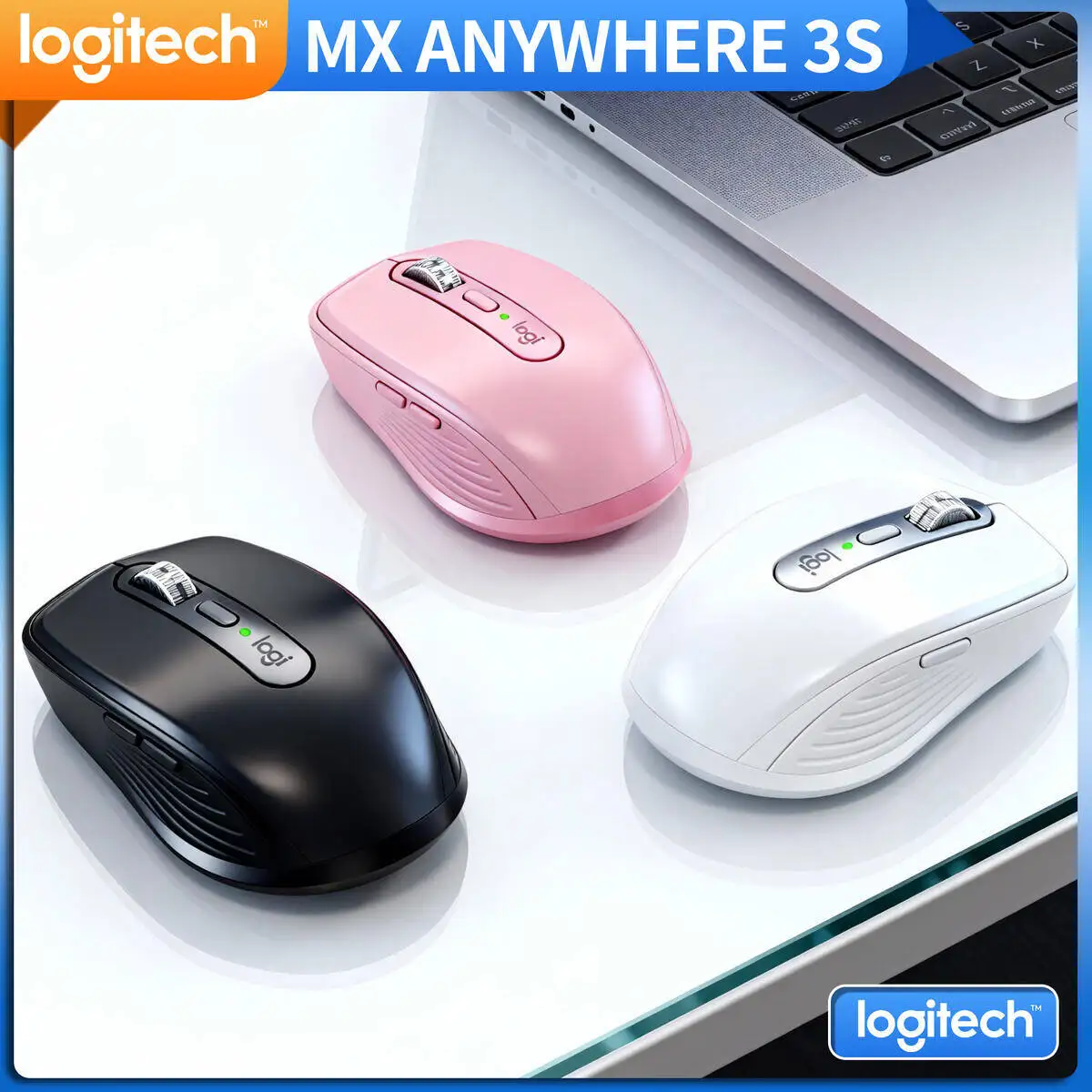 

Logitech MX Anywhere 3S Bluetooth Mouse Ultra Fast Scrolling Customizable DPI Ergonomic Rechargeable for Windows Mac