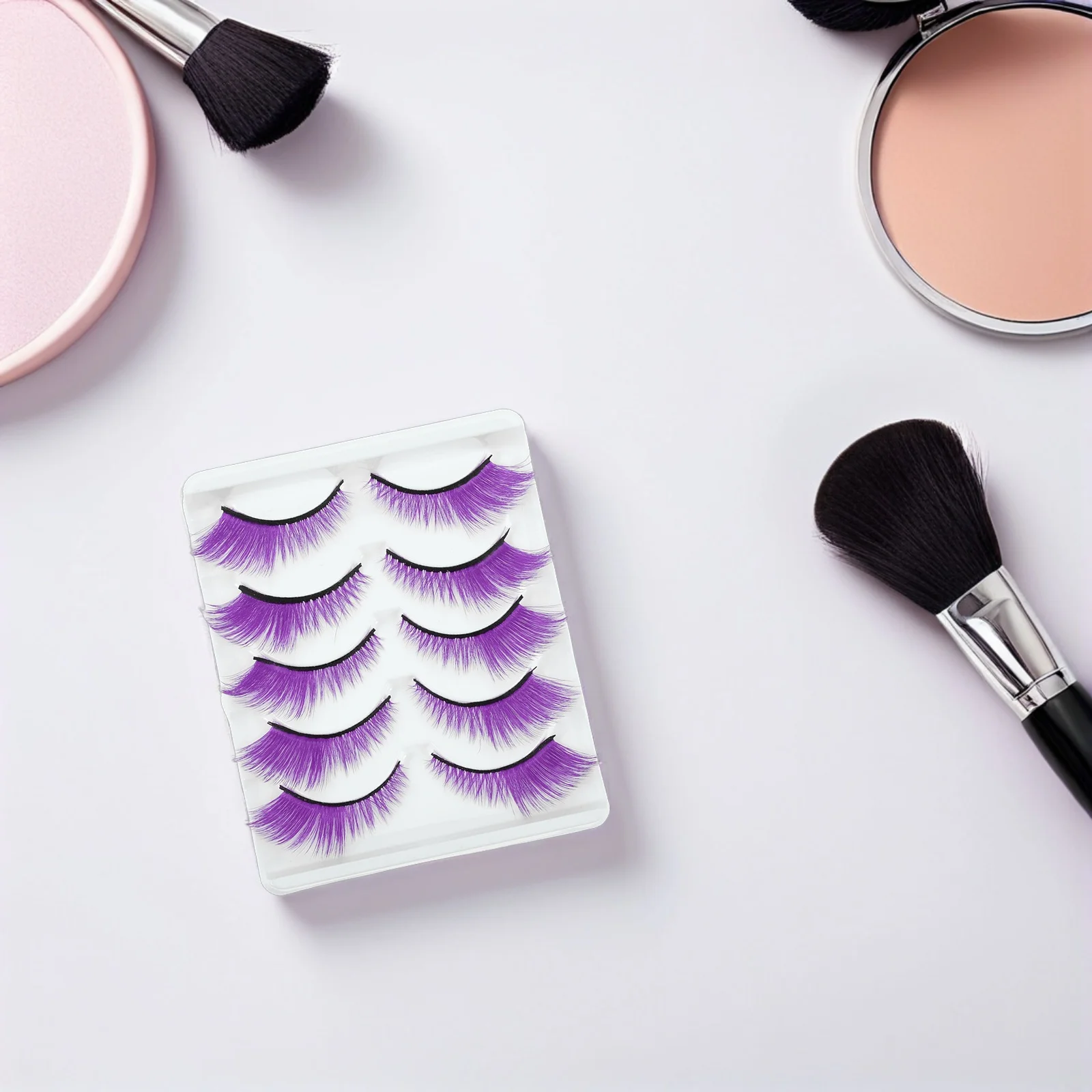 5 Paar farbige künstliche Wimpern, leicht, wiederverwendbar, kurze Streifenwimpern für Halloween, künstliche Wispy-Wimpernverlängerungen