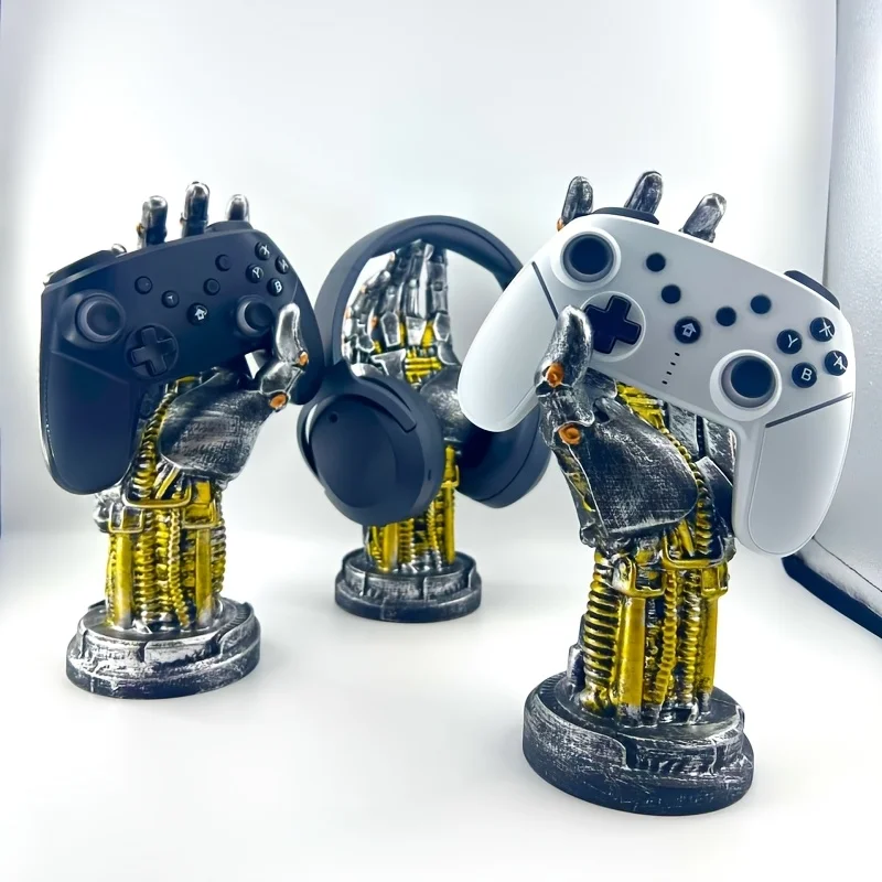 This unique sci-fi mechanical arm statue features an advanced sci-fi design and comes with a game controller stand and