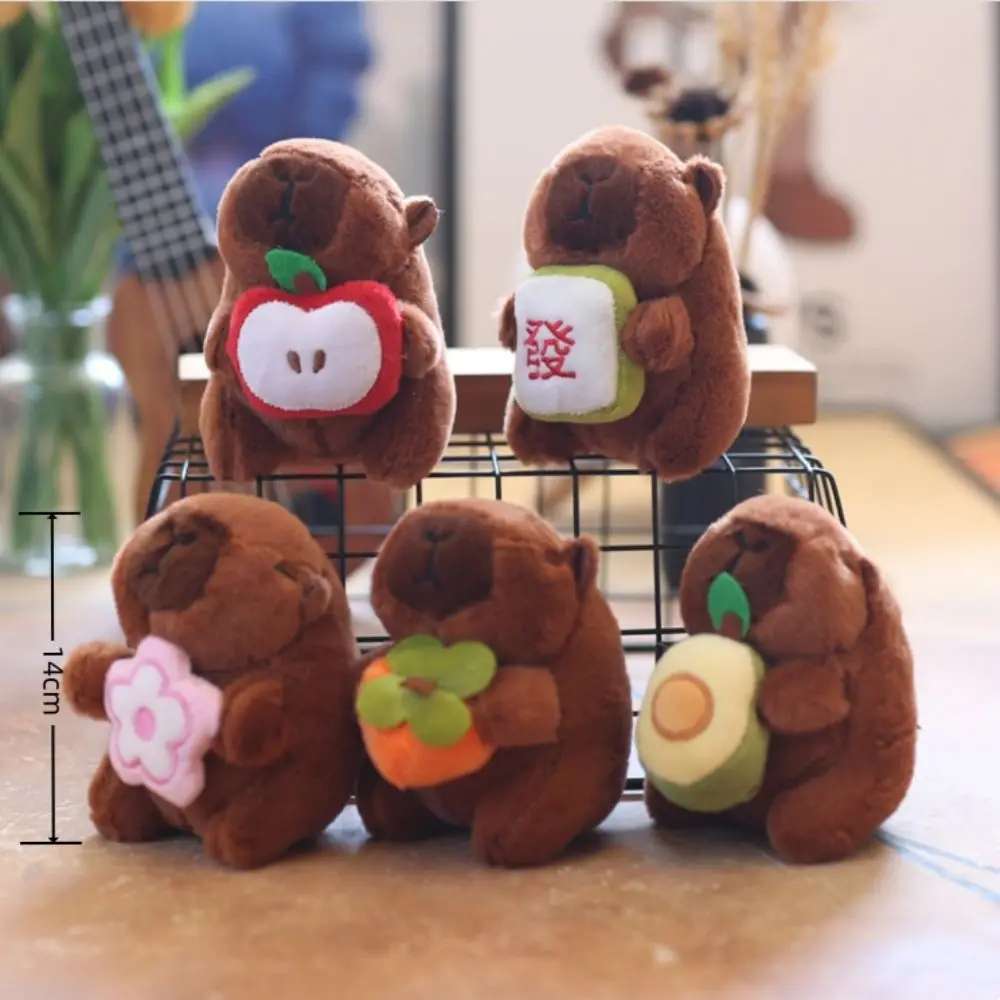 Novo capivara brinquedo de pelúcia chaveiro macio animais de pelúcia simulação capivara boneca dos desenhos animados ornamento do carro pingente de pelúcia saco decoração