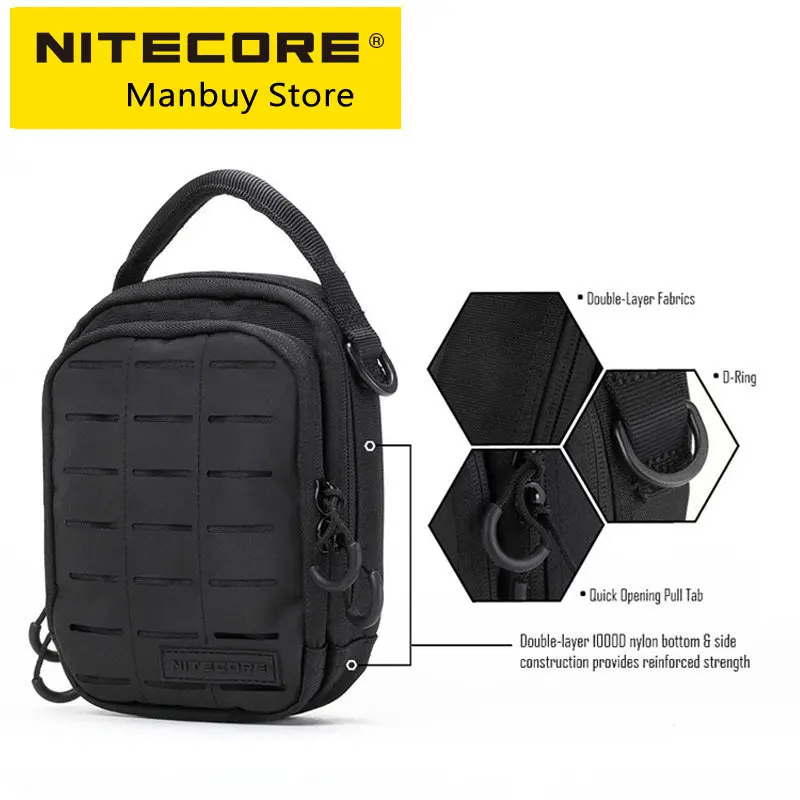 NITECORE NUP10 NUP20 Pocket Pouch Black Sling Bag 1000D Nylon Handbag Tactical Crossbody  Molle System Waist s Men Women