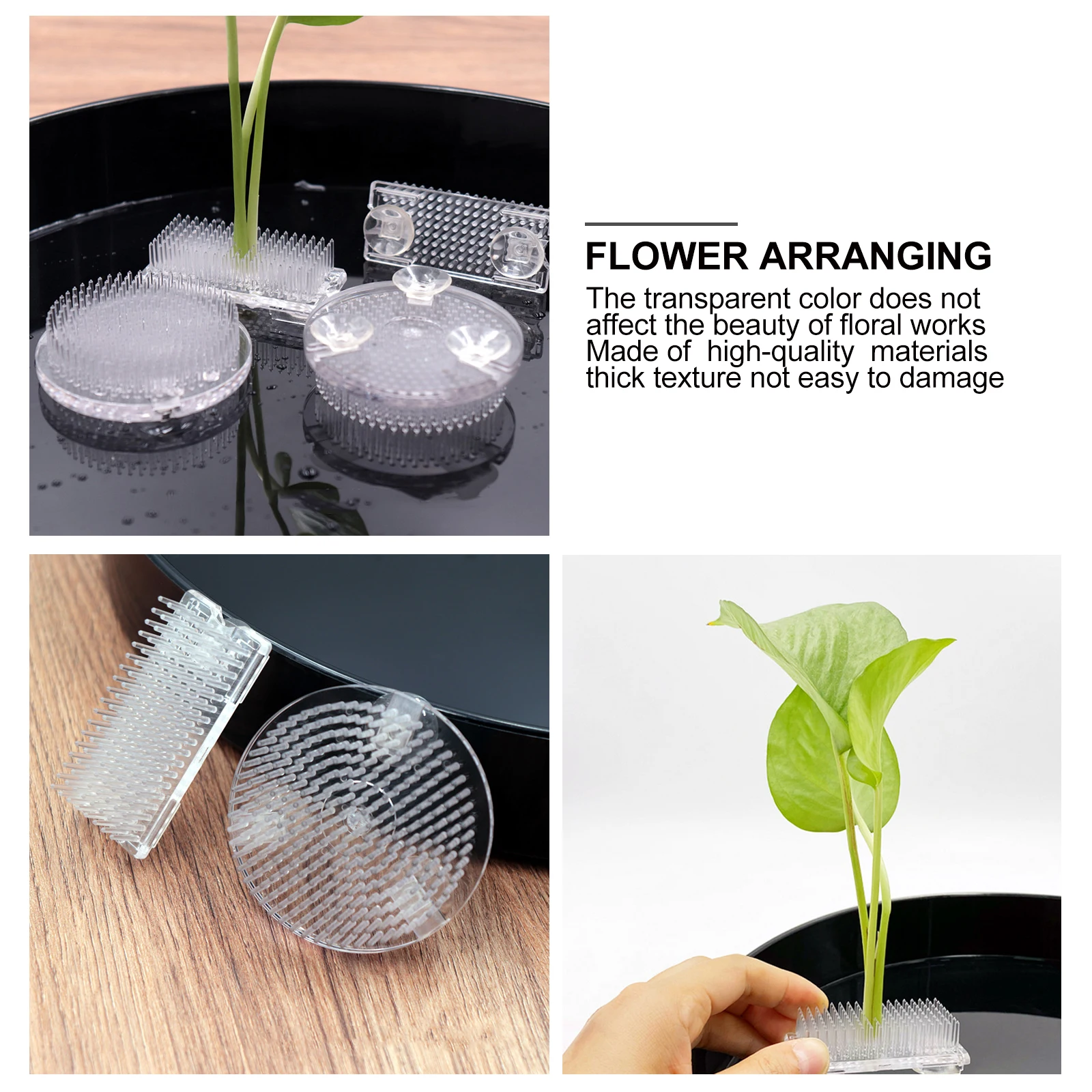

Floral Arranging Tool Jianshan Pin Holder Transparent Plastic Rectangle Shape Reusable Sturdy Needles Suction Cup Strong