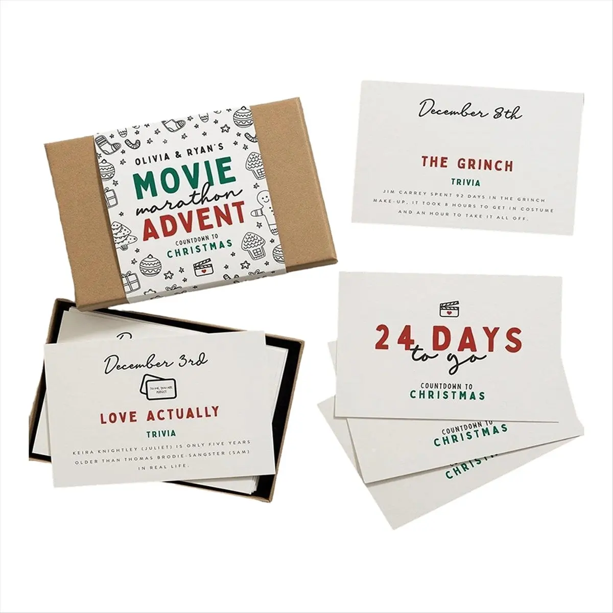 2025 جديد + عيد الميلاد تقويم القدوم بطاقات 24 قطعة عيد الميلاد العد التنازلي التقويم مجموعة من البطاقات 24 يوما بطاقات المعايدة ذكرى أ