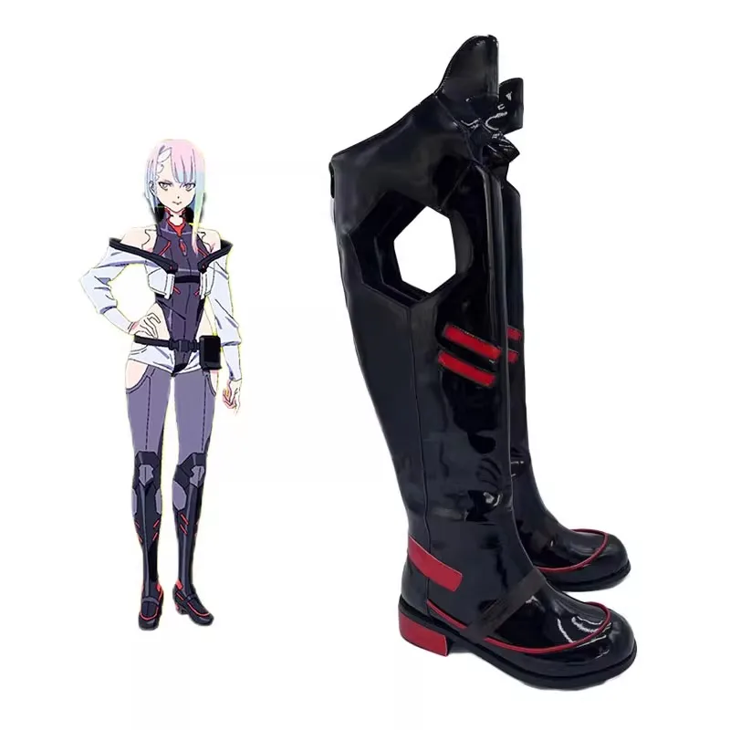 Anime Cosplay Edgerunners Lucy Cosplay buty ze skóry PU buty damskie na wysokim obcasie Cosplay Halloween rekwizyty do Cosplay wykonane na zamówienie