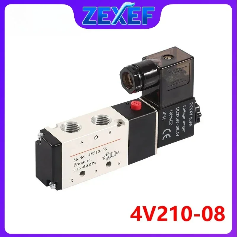 

4V210-06 Gas Pipe Valve Electric Control Gas Magnetic Valve DC12V 24V AC220V Pneumatic Solenoid Valve Home Accessory