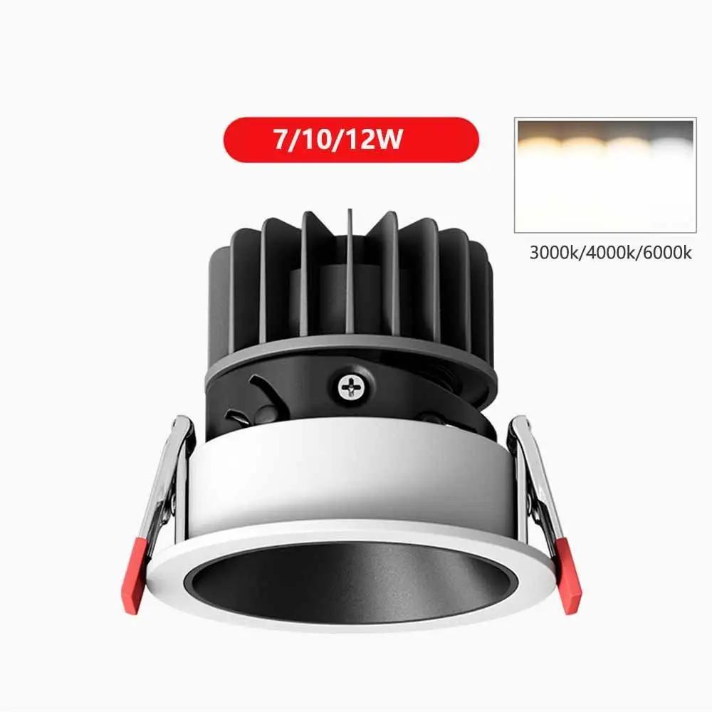 Durable Recessed LED Downlight Round Spot Light Down Lights 7W 10W 12W Energy Saving Ceiling Lamp Bedroom