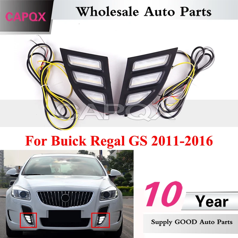 

CAPQX 1pair LED Daytime Running Light For Buick Regal GS 2011-2016 DRL Front Bumper Foglamp Signal Light Driving lamp