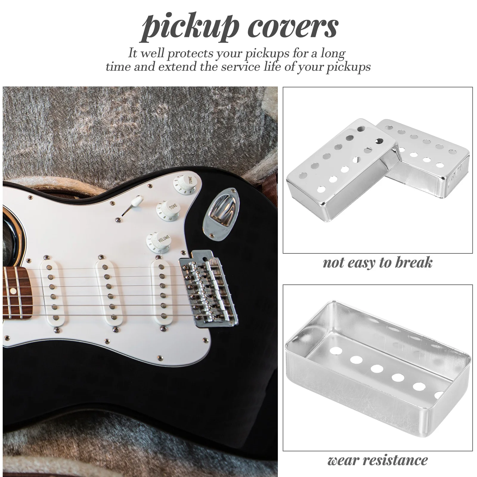 

2pcs Electric Guitar Copper Pickup Cover Durable Wear-Resistant Metal Smooth Surface Heat Dissipation Ventilation for Pickup