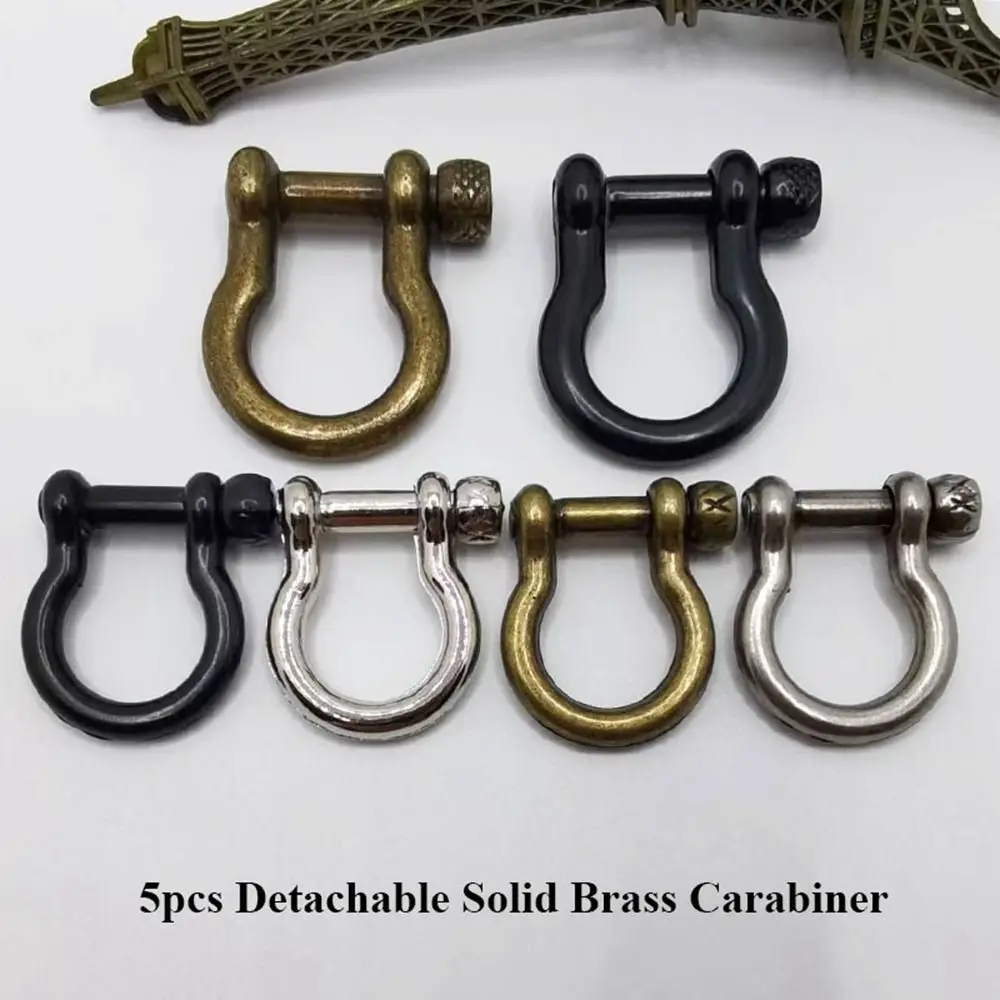 5pcs Solid Brass Carabiner Pure Copper Removable Keychain Hook Shackle Fob Screw Joint Connector Luggage DIY Accessories