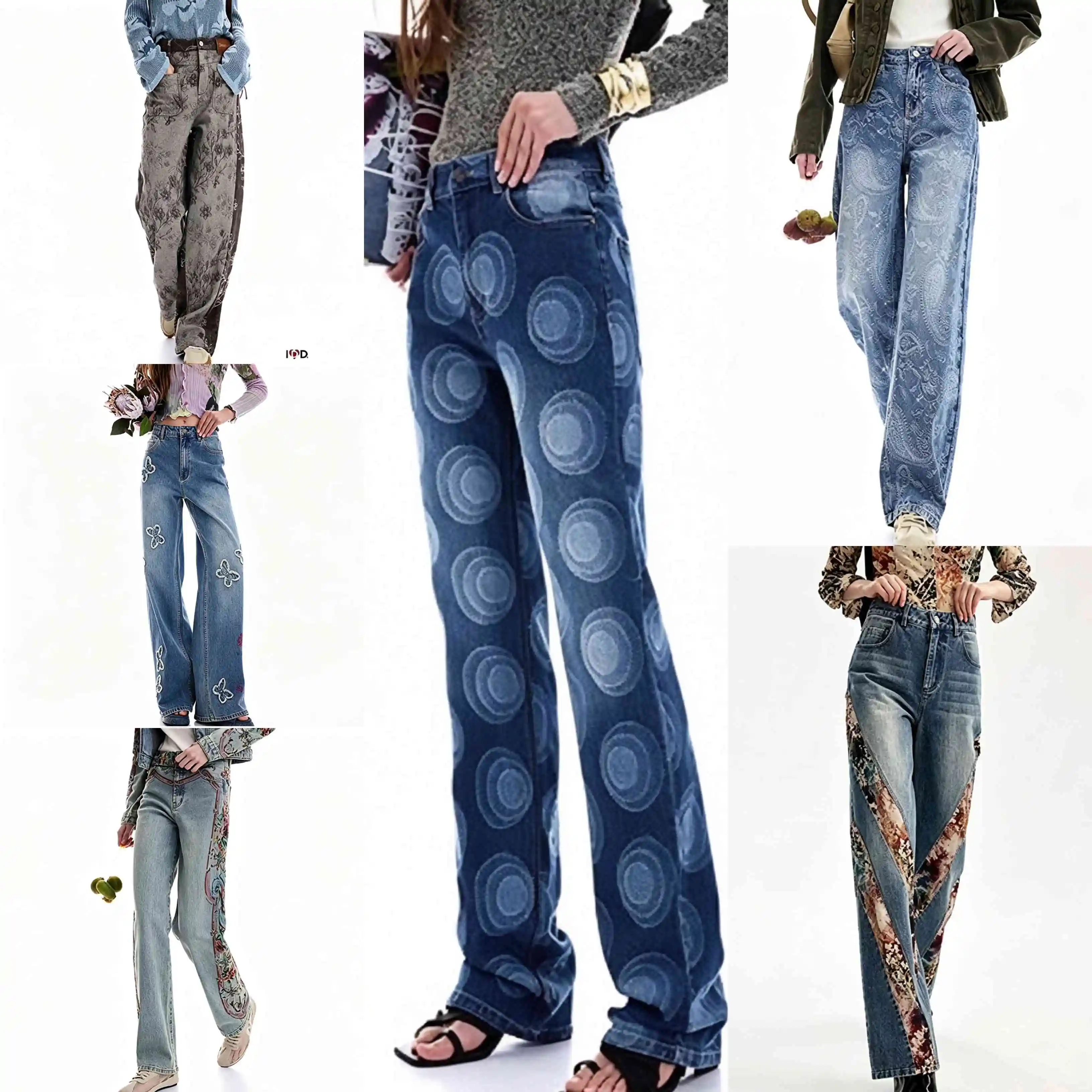 European, American, Spanish original single women's jeans embroidered print nail bead straight leg pants light luxury newproduct