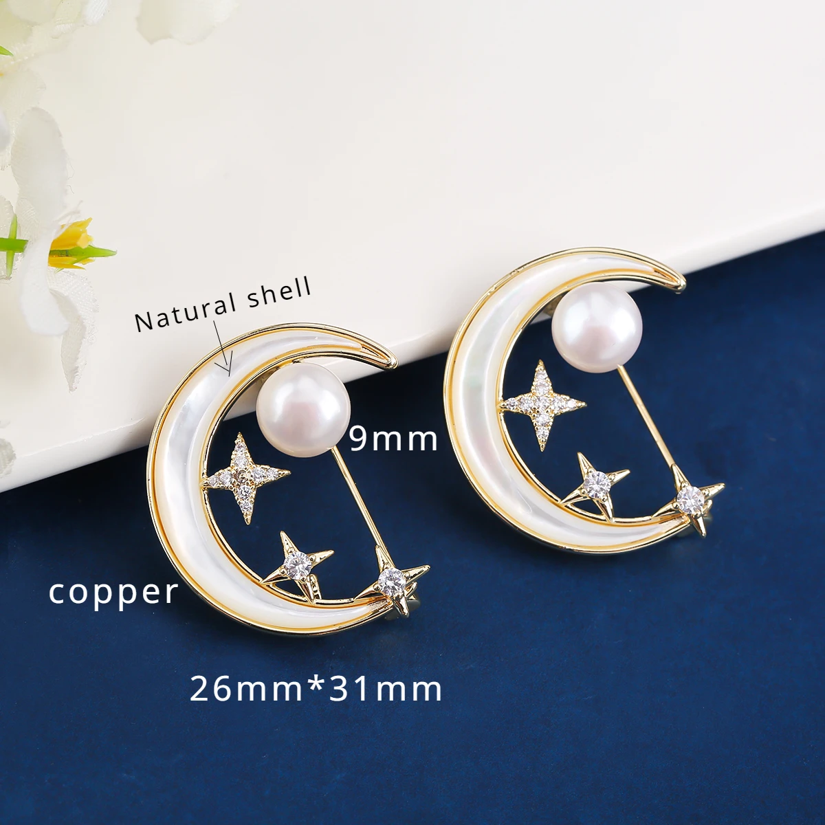 Light Luxury Niche Color Preservation Galvanized Zircon Luxury Inset Natural Shell Pearl Brooch Lady Wedding Party Jewelry Gift