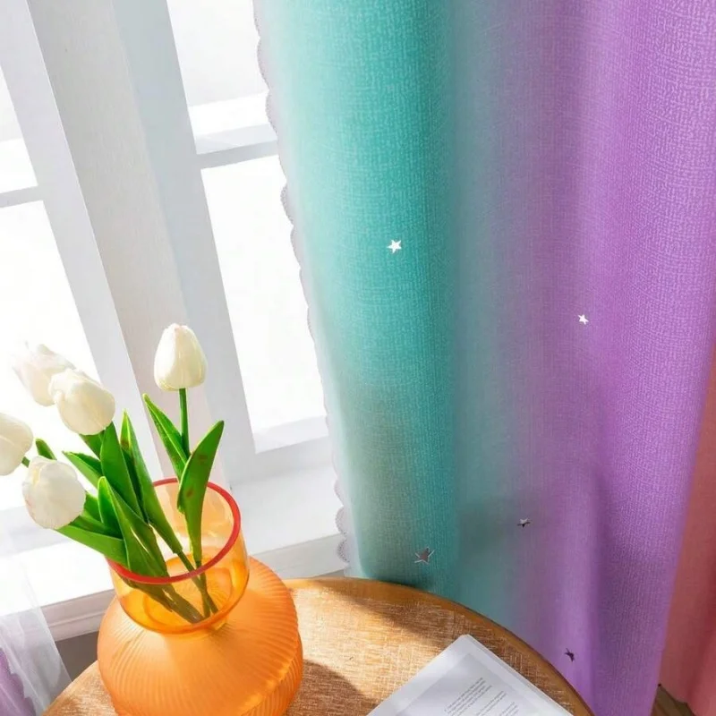 Modern Simple Star Cutout Curtain, Living Room Bedroom Kids' Room Princess Style, Thick Noise Reduction Insulation Sunshade Clot