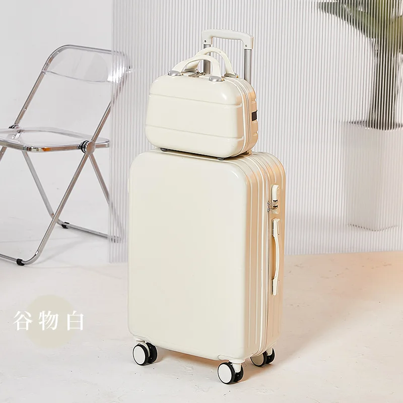 Women Pink White Travel Suitcase Carry On Spinner Rolling Luggage Hard Trolley Case Koffer Set 20\