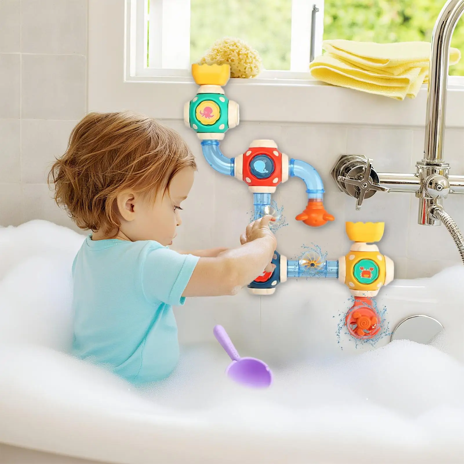 

Bathtub Wall Toys Water Pipe Shower Toys For Boys Girls Ages 3 Preschoolers Nursery Swimming Pool Daycare Centers Bathroom New