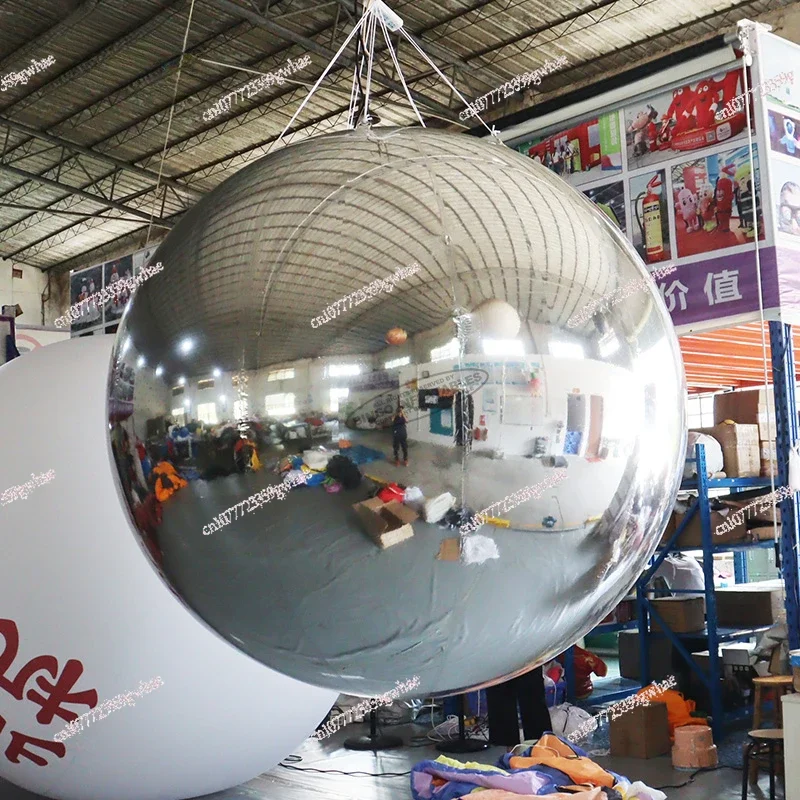 

Inflatable Mirror Ball Hanging Silver Disco Sphere Air-sealed Reflective Balloon for Nightclub Stage Party Decoration