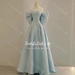 BeitifuBaby Women's Evening Dress Princess Style Strapless Off The Shoulder Stain Luxury Wedding Party Dress for Women Vestidos