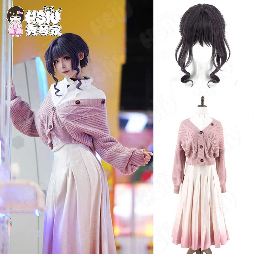 

Костюм для косплея Вагури Каоруко, парик из синтетического волокна «HSIU», розовый градиентный наряд, цветочный принт, символизирующий достоинство.