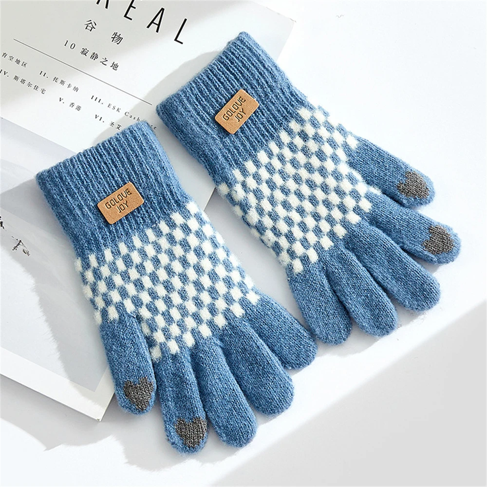 Ladies cute finger winter warming thicken anti-freezing knitted wool gloves   ST-1832