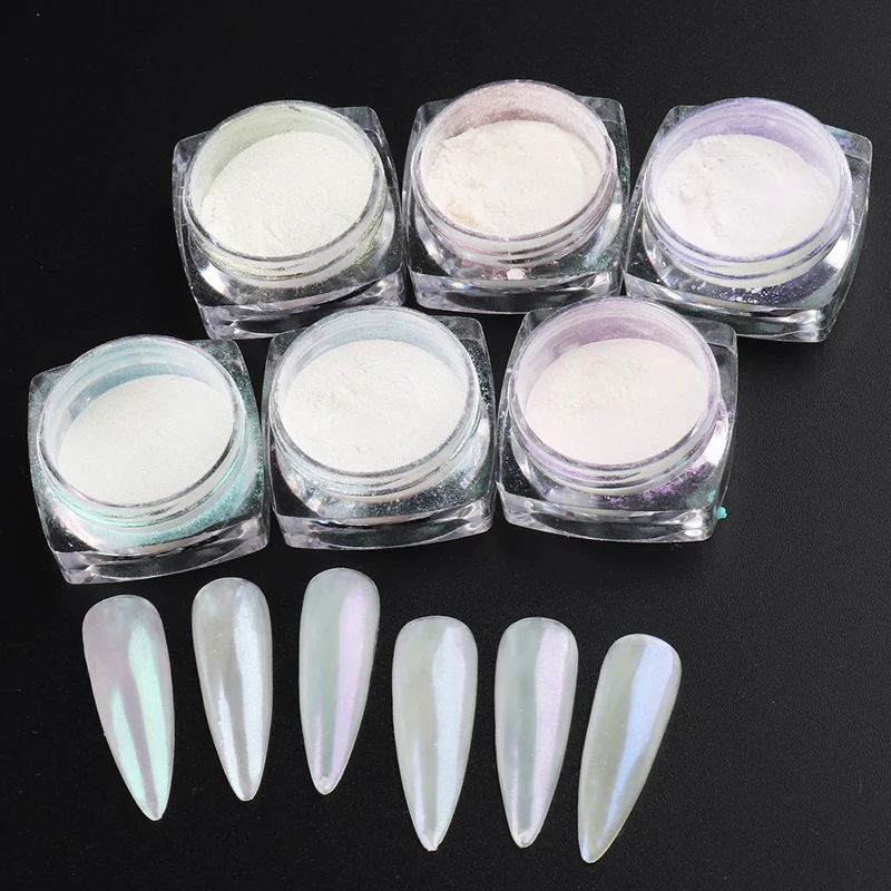 

Ice Neon Holographic Nail Dust Pigment Pearl White Rubbing On Nail Art Mermaid Mirror Aurora Glitter Shiny Nail Art Nail Powder