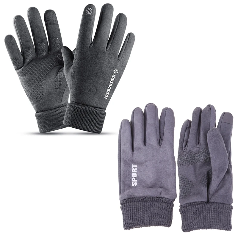 Winter Riding Accessories Gray Breathable Chamois Gloves for Touch Screen Gloves