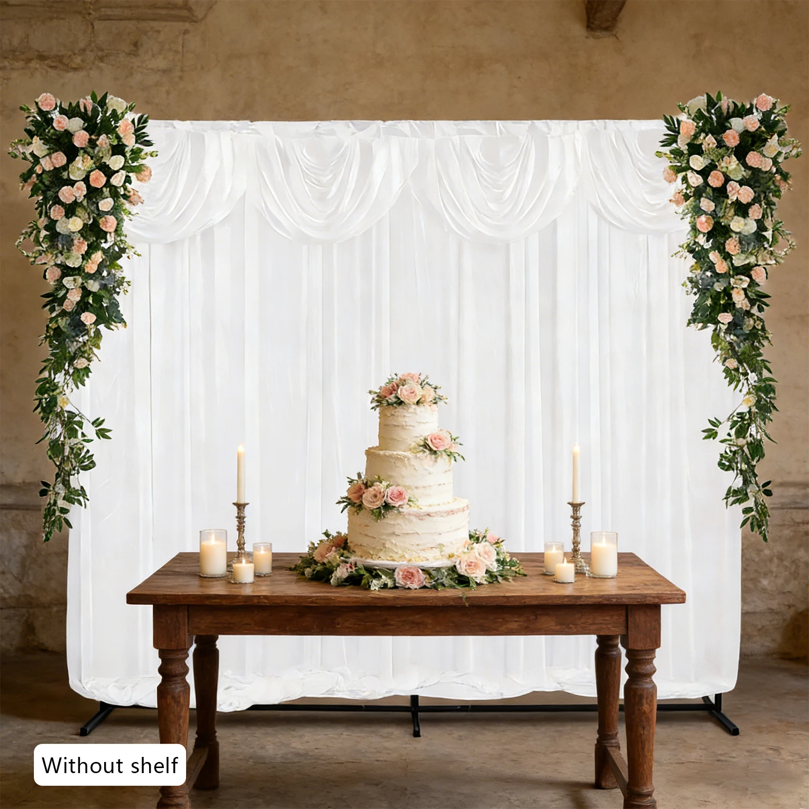Luxury White Ice Silk Wedding Backdrop Curtain