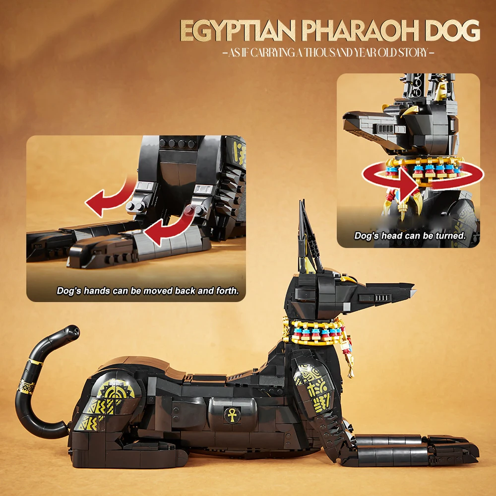 Ancient Egypt Building Blocks Ibizan Hound Pharaoh Anubis Construction Model Historical Artifact Brick Set Educational Toy