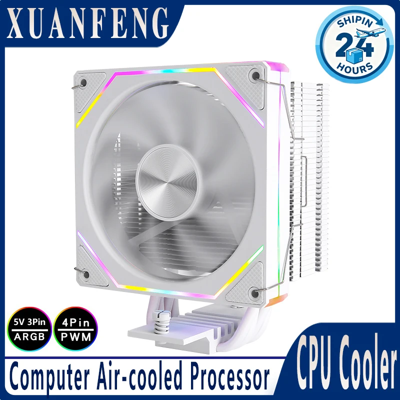 

XUANFENG RGB 120mm Fan 4 Heat Pipe Cooler CPU x79 x99 AM4 AM5 Processor CompatibleLGA2066 2011 Intel115x 1200 1700 18xx i5 i7 i9