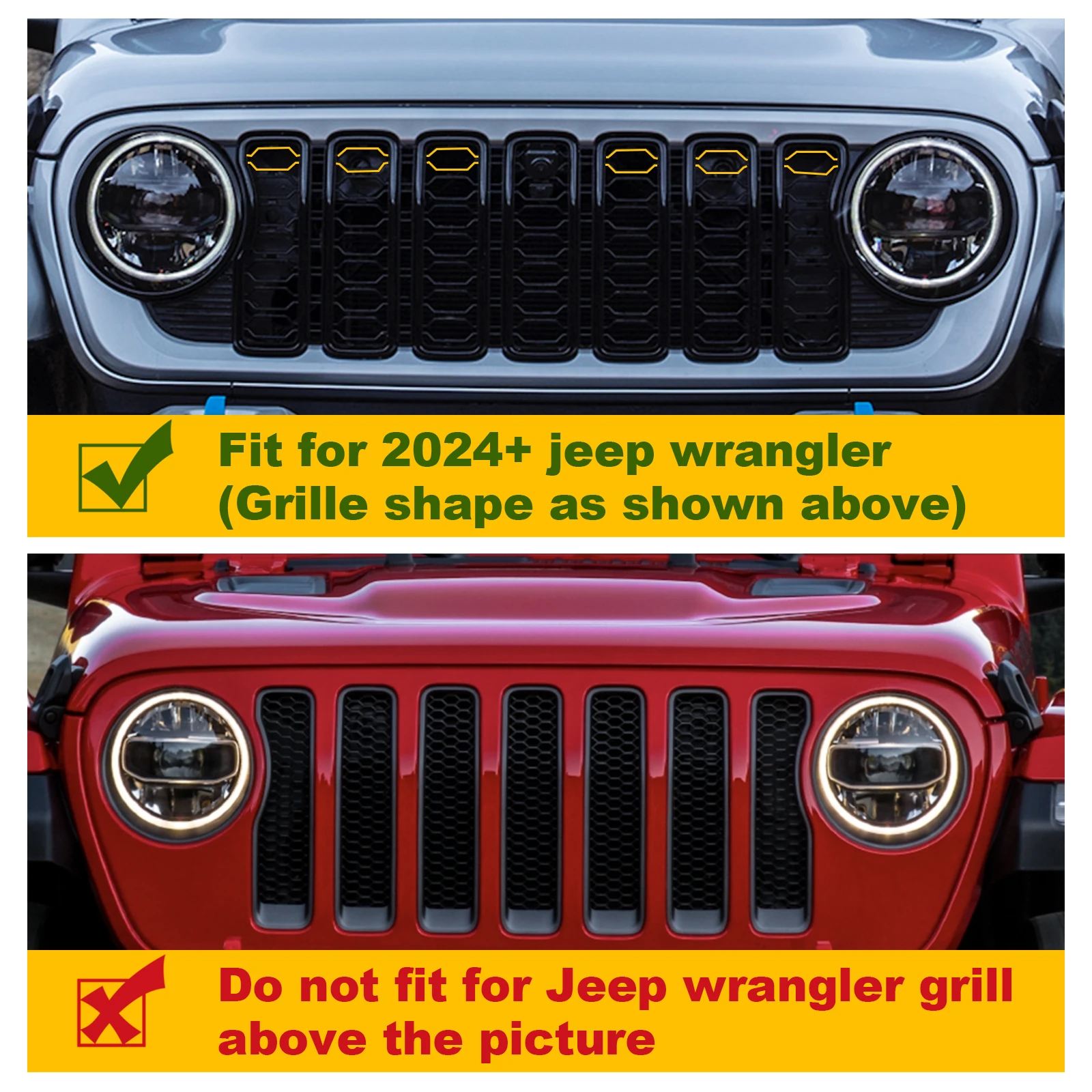 Front Grill Grills Lights Fit for Jeep Wrangler JL JLu 2024 2025 2026 Grill Lights Accessories - view 5