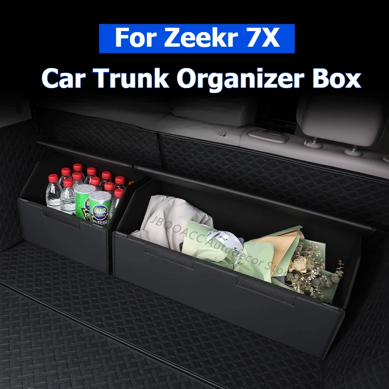 

For Geely Zeekr 7X 2025 Leather Car Trunk Organizer Large Capacity Auto Storage Bag Bin Toolbox Storage Box Interior Accessories