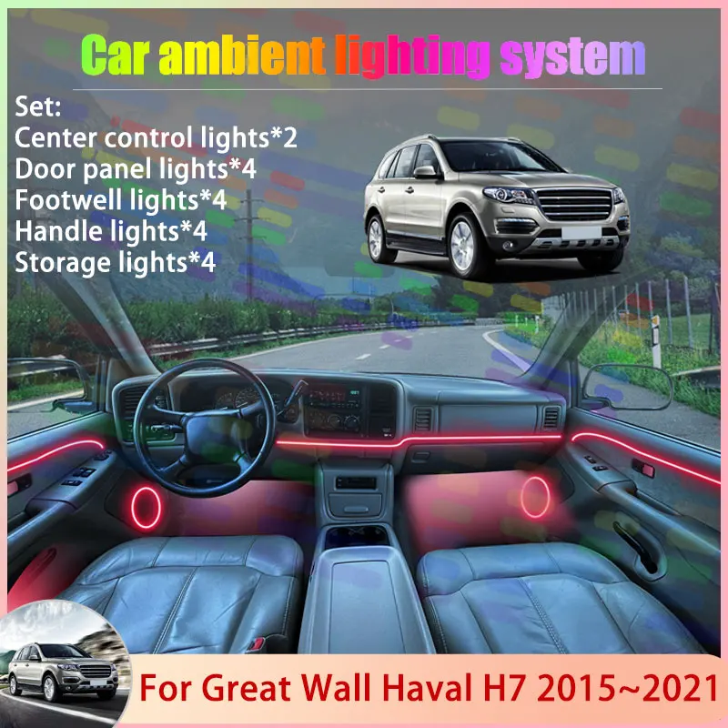 

For Great Wall Haval H7 2015~2021 2016 MK1 2/18 in 1 Car Atmosphere Light Lamp RGB Shade Ensemble Streamer Atmosphere Set Auto
